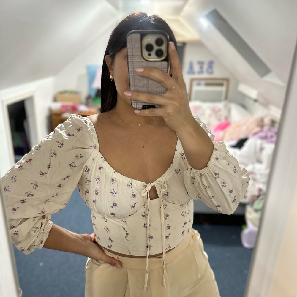 Wild Fable Cream Tie Front Blouse